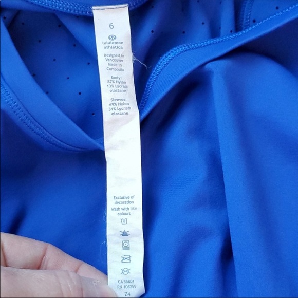 Lululemon Long Sleeve Shirt Royal Blue 6 Running Athletic Top - Picture 3 of 5